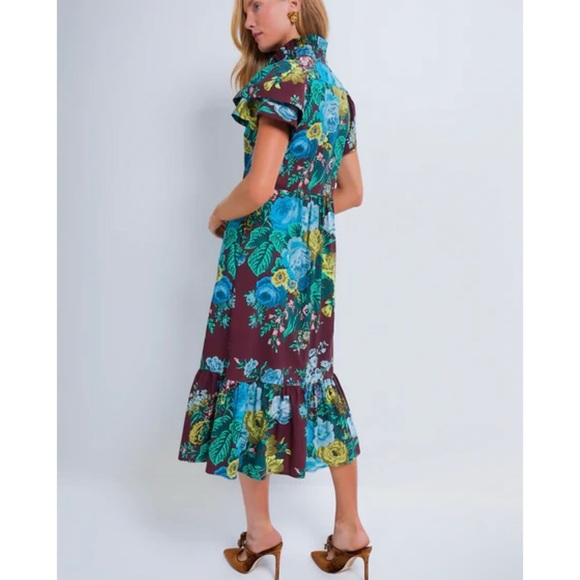 TUCKERNUCK Oxblood Verdant Floral Alice midi  Dress NEW - Picture 5 of 13